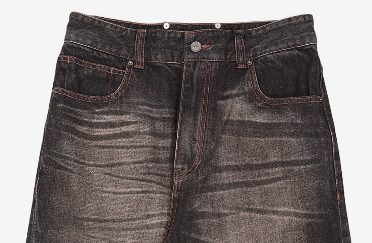 메종미네드(MAISON MINED) CRACK BRUSH WIDE DENIM PANTS BROWN 46