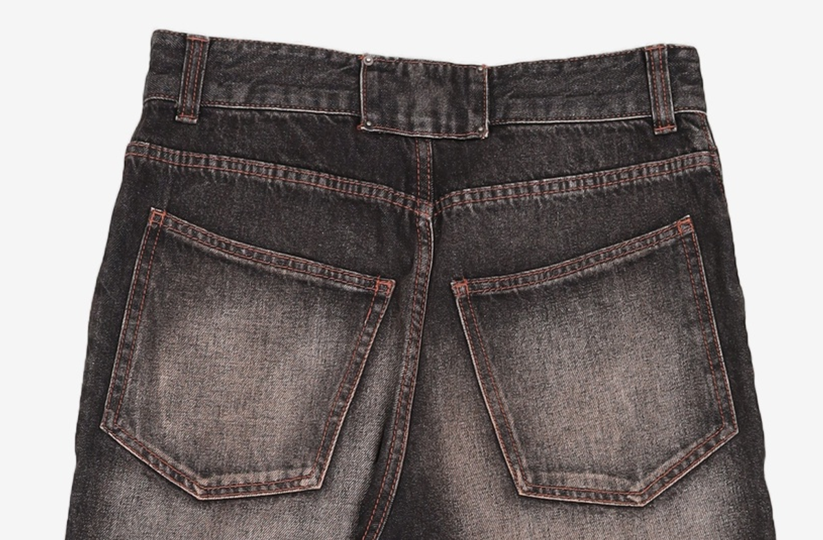 메종미네드(MAISON MINED) CRACK BRUSH WIDE DENIM PANTS BROWN 46