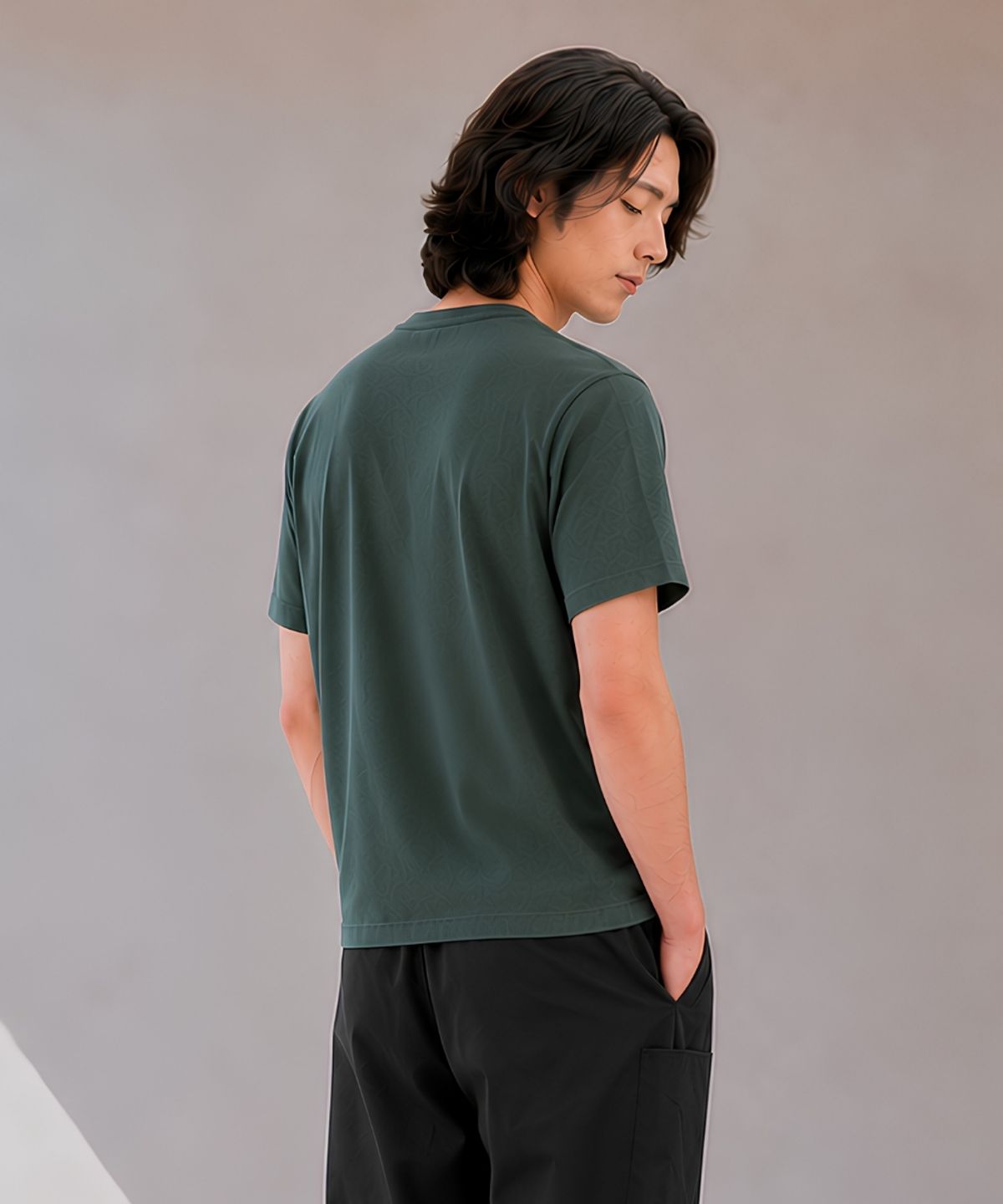커스텀어스(CUSTOMUS) 남성 피그먼트 블록 헨리넥 반팔티셔츠 CXS26MKRT501 GRN