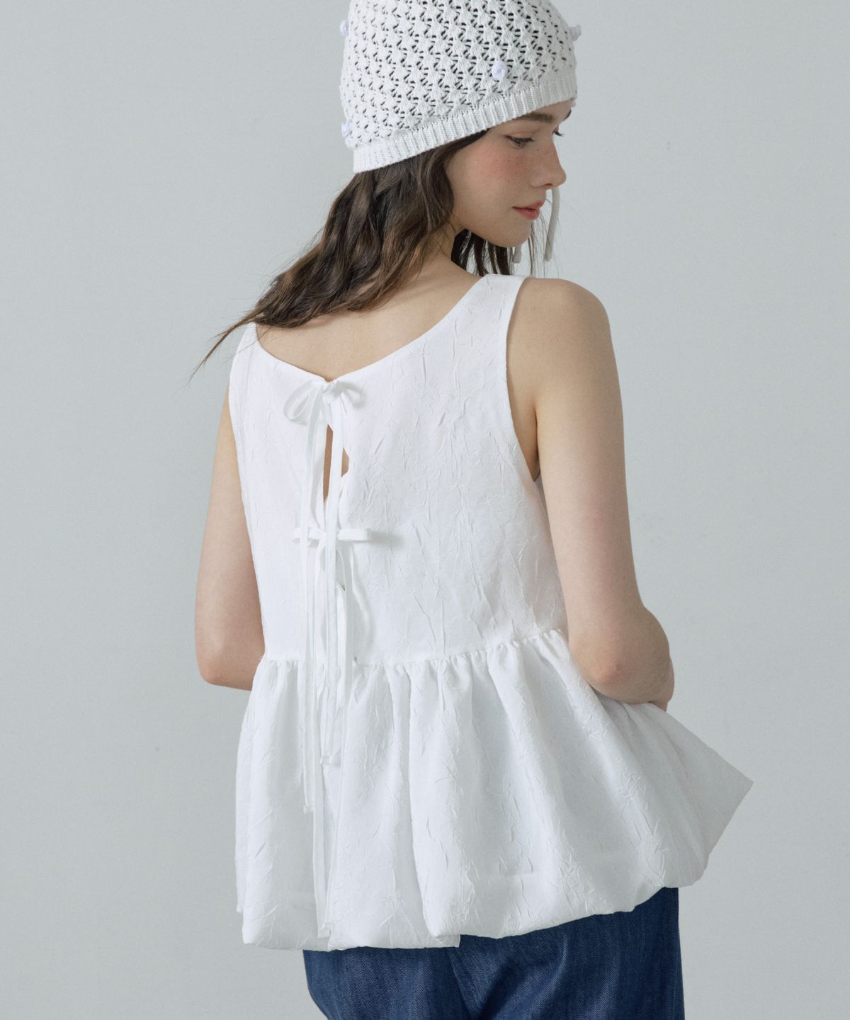 아페이즈(APAISE) [투웨이]Reversible Crinkled Marshmallow Blouse(White)