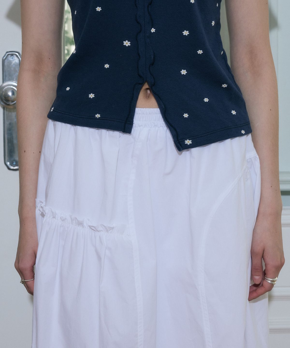 아페이즈(APAISE) [투웨이] Cancan Shirring Long Skirt(White)