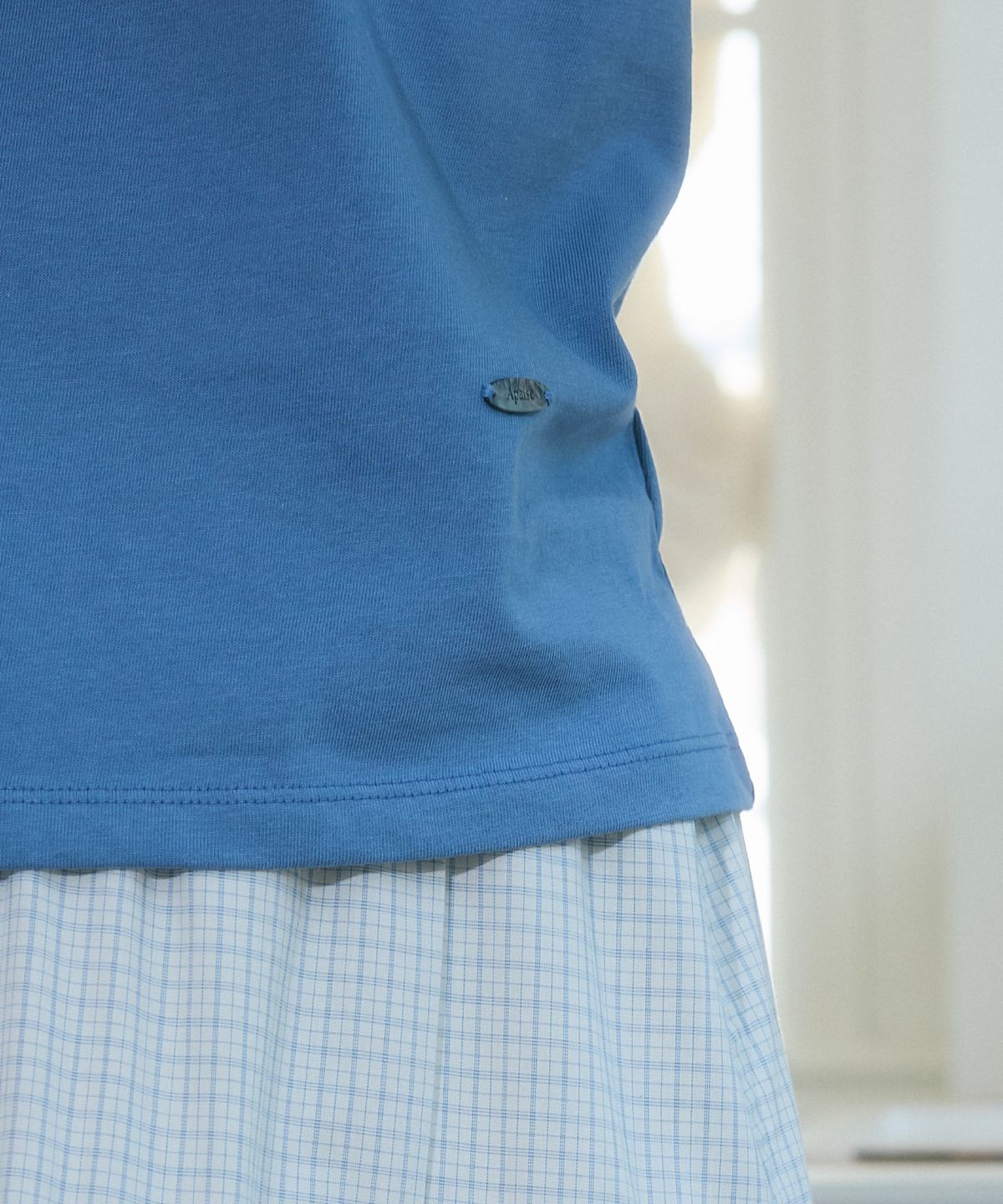 아페이즈(APAISE) Silket Cotton Short Sleeve T-Shirt(Blue)