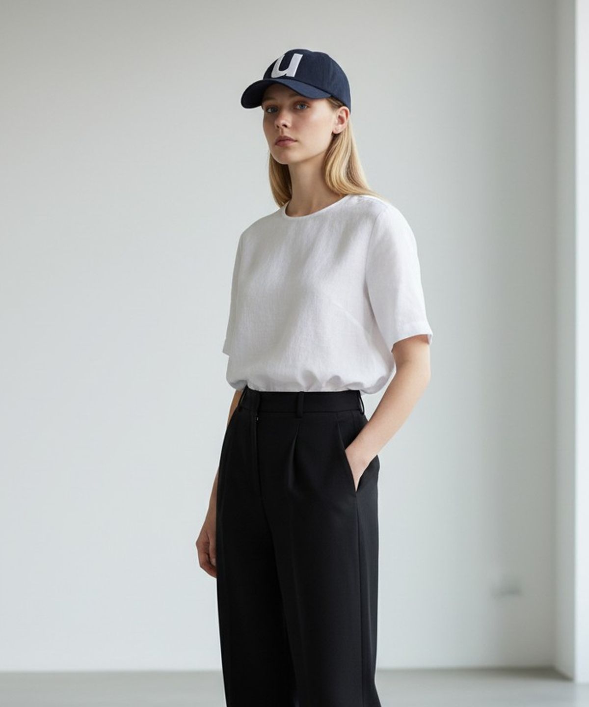 유니버셜 케미스트리(UNIVERSAL CHEMISTRY) Bold U Navy Ballcap 워싱볼캡