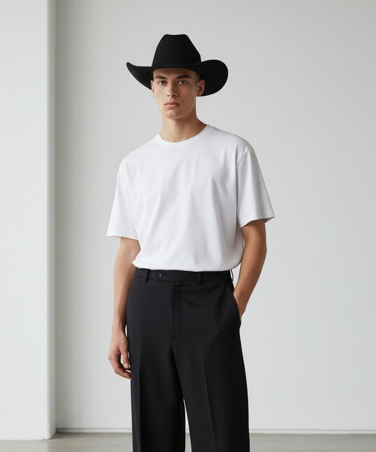 유니버셜 케미스트리(UNIVERSAL CHEMISTRY) Wire Cowboy Suede Black Long Fedora 페도라