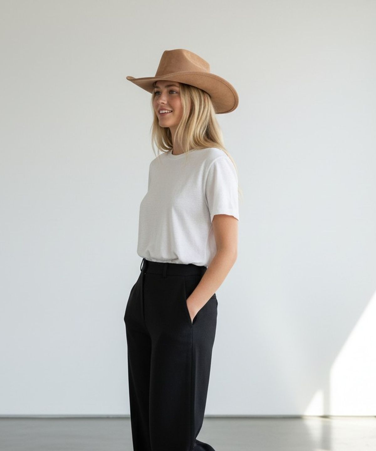 유니버셜 케미스트리(UNIVERSAL CHEMISTRY) Wire Cowboy Suede Beige Long Fedora 페도라