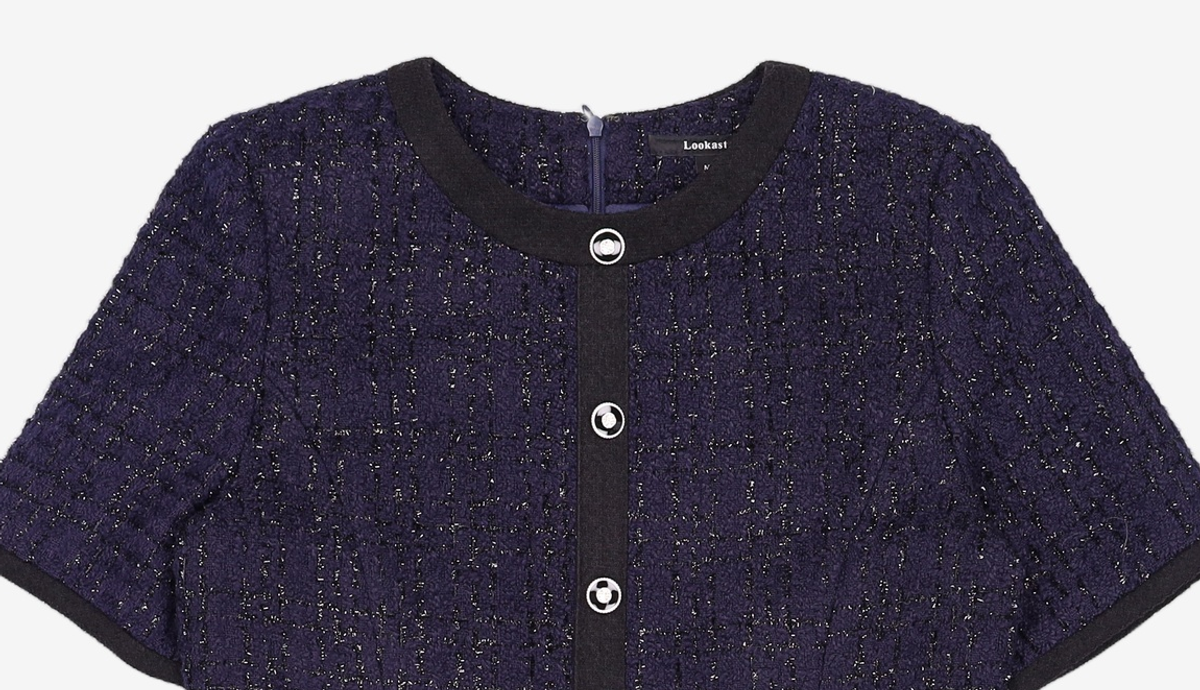 룩캐스트(LOOKAST) 네이비 에이미 트위드 드레스 / NAVY AMY TWEED DRESS M