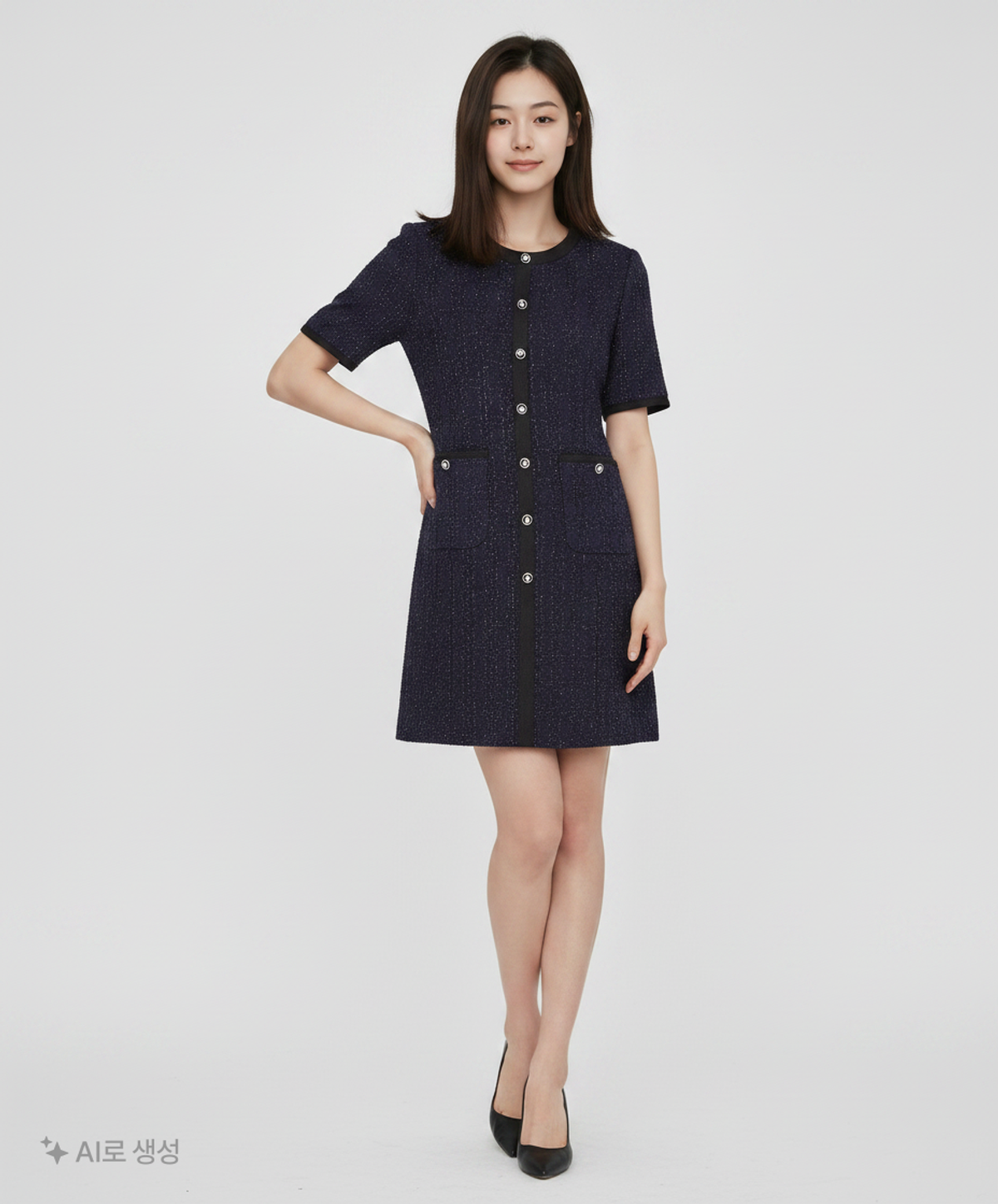 룩캐스트(LOOKAST) 네이비 에이미 트위드 드레스 / NAVY AMY TWEED DRESS M