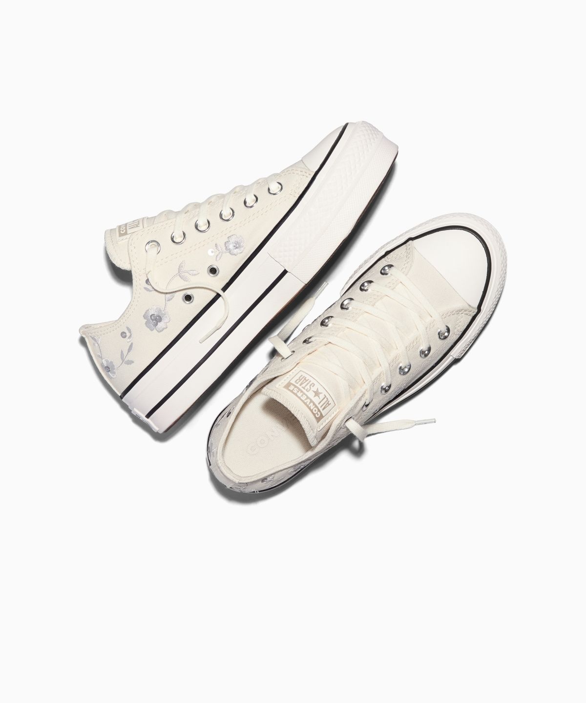 컨버스(CONVERSE) 척테일러 올스타 리프트 시퀸 플라워 빈티지 화이트 A18391C