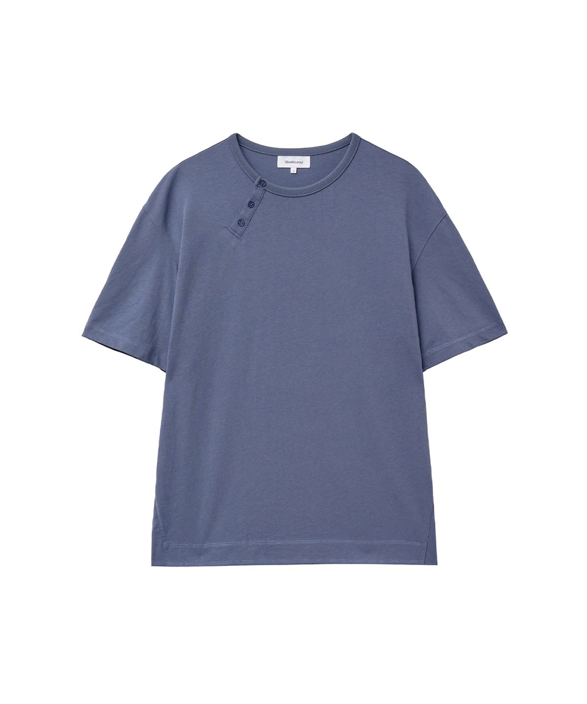 미세키서울 맨(MISEKISEOUL MEN) Diagonal henley neck short sleeve BLUE