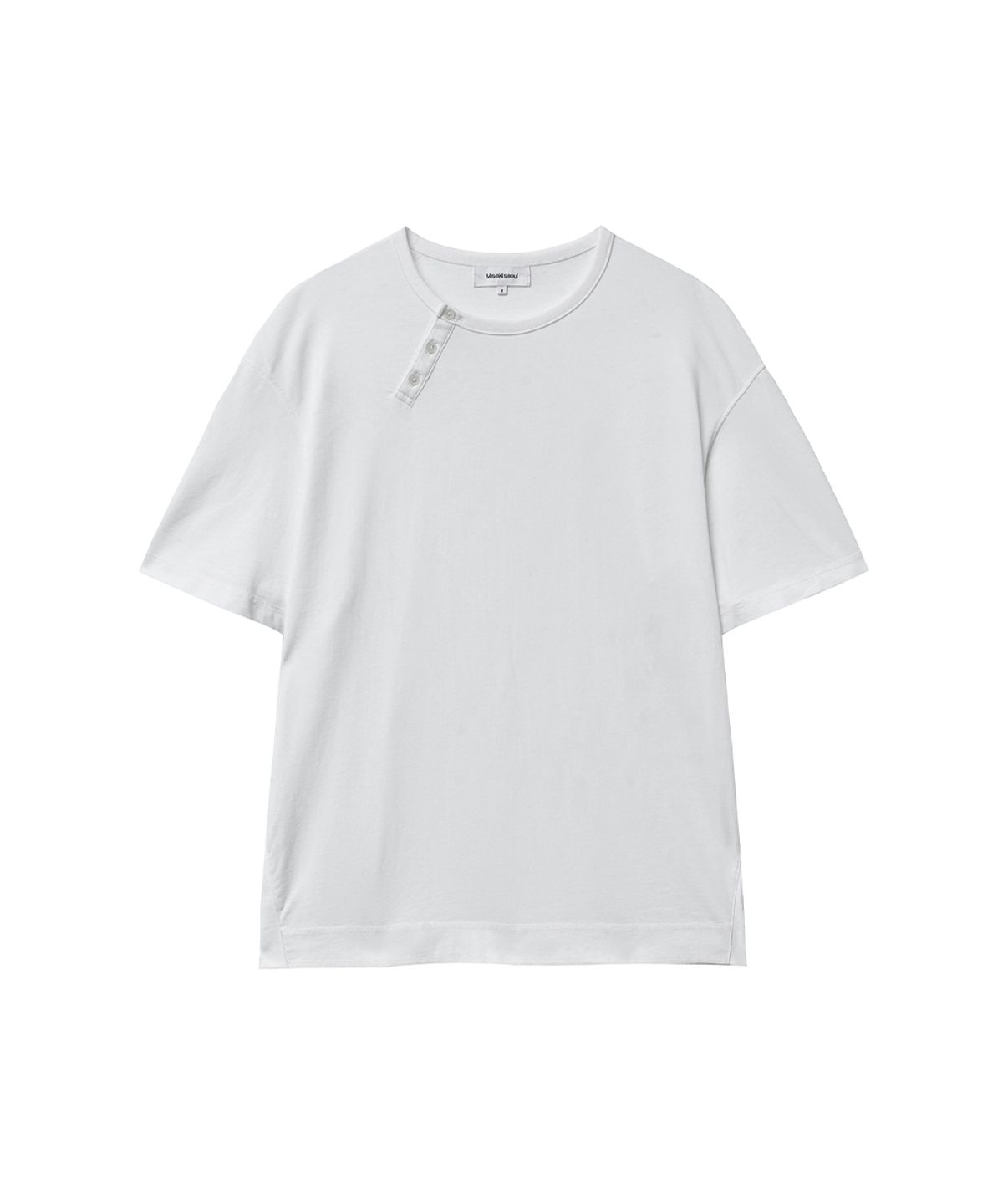 미세키서울 맨(MISEKISEOUL MEN) Diagonal henley neck short sleeve WHITE