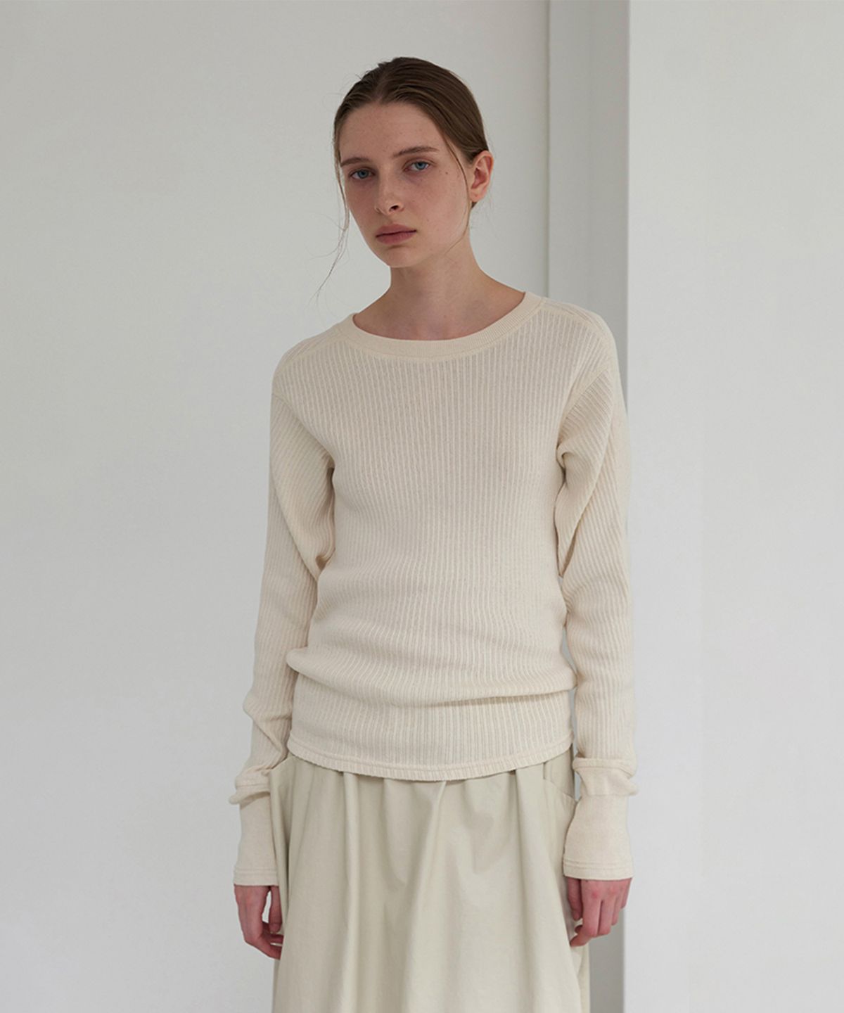 모노크롬(MONOCHROME) natural cotton pullover(ecru)