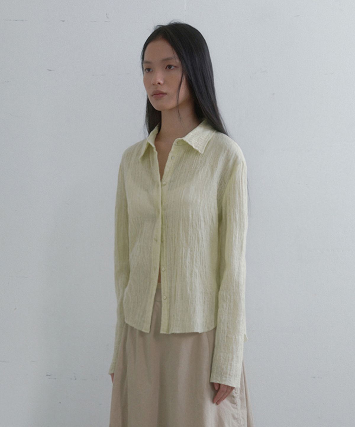 모노크롬(MONOCHROME) rish shirt (lime)