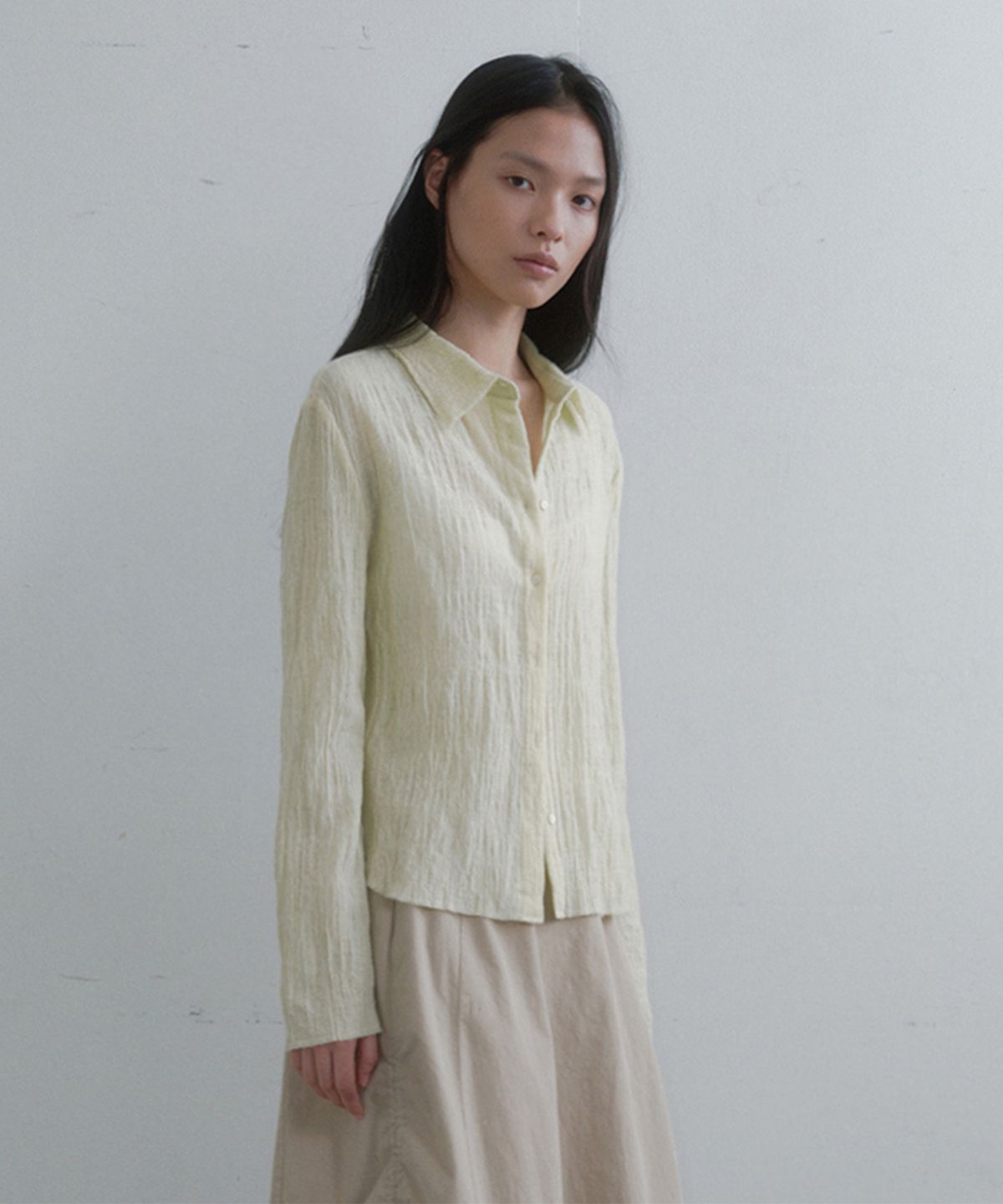 모노크롬(MONOCHROME) rish shirt (lime)