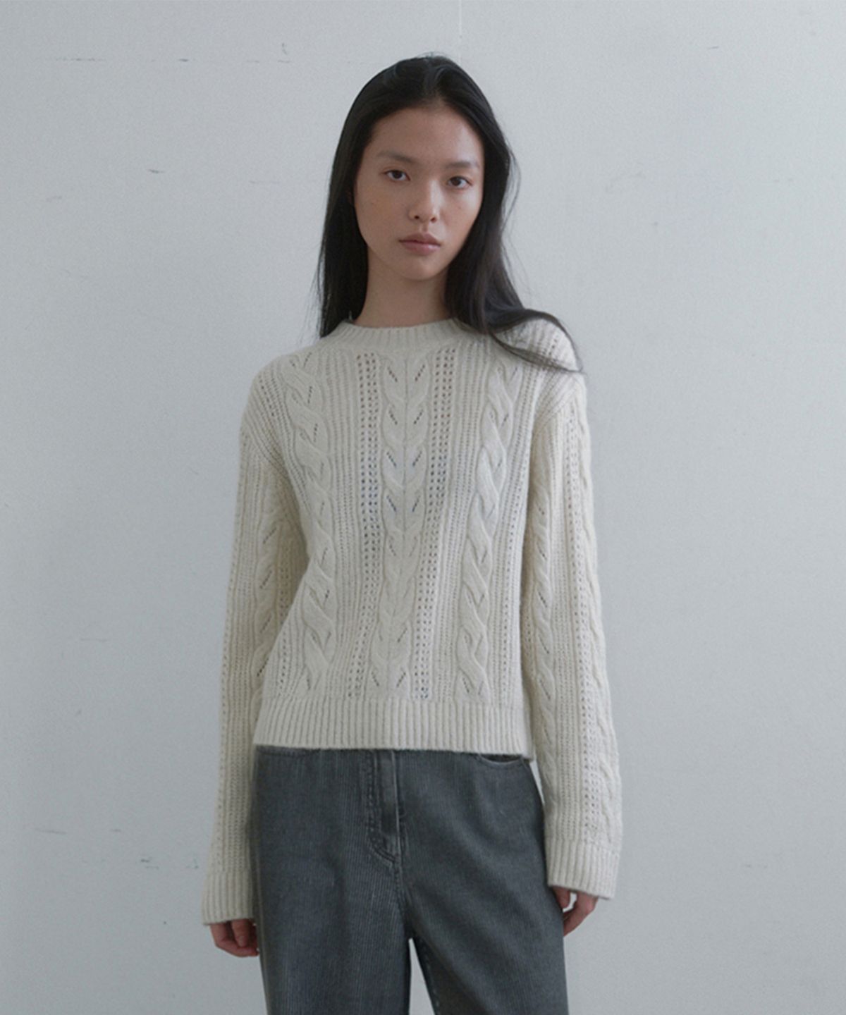 모노크롬(MONOCHROME) cable pullover (ivory)