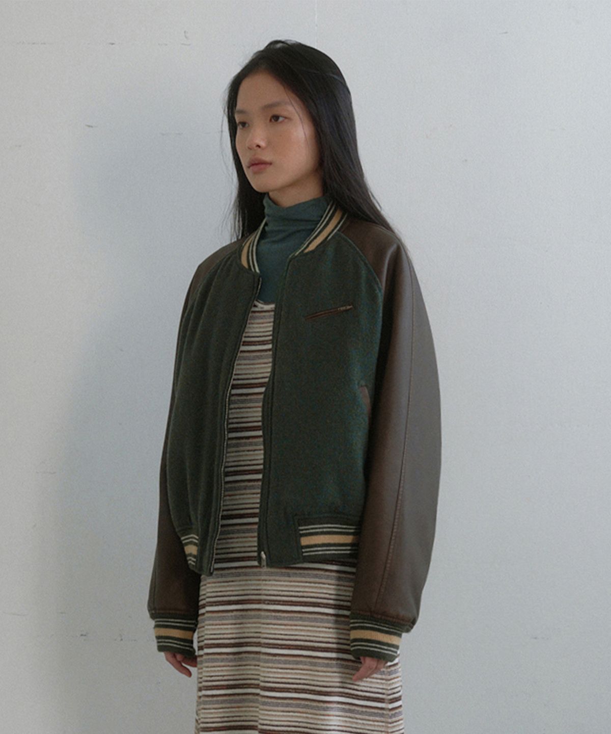 모노크롬(MONOCHROME) varsity jumper (green)