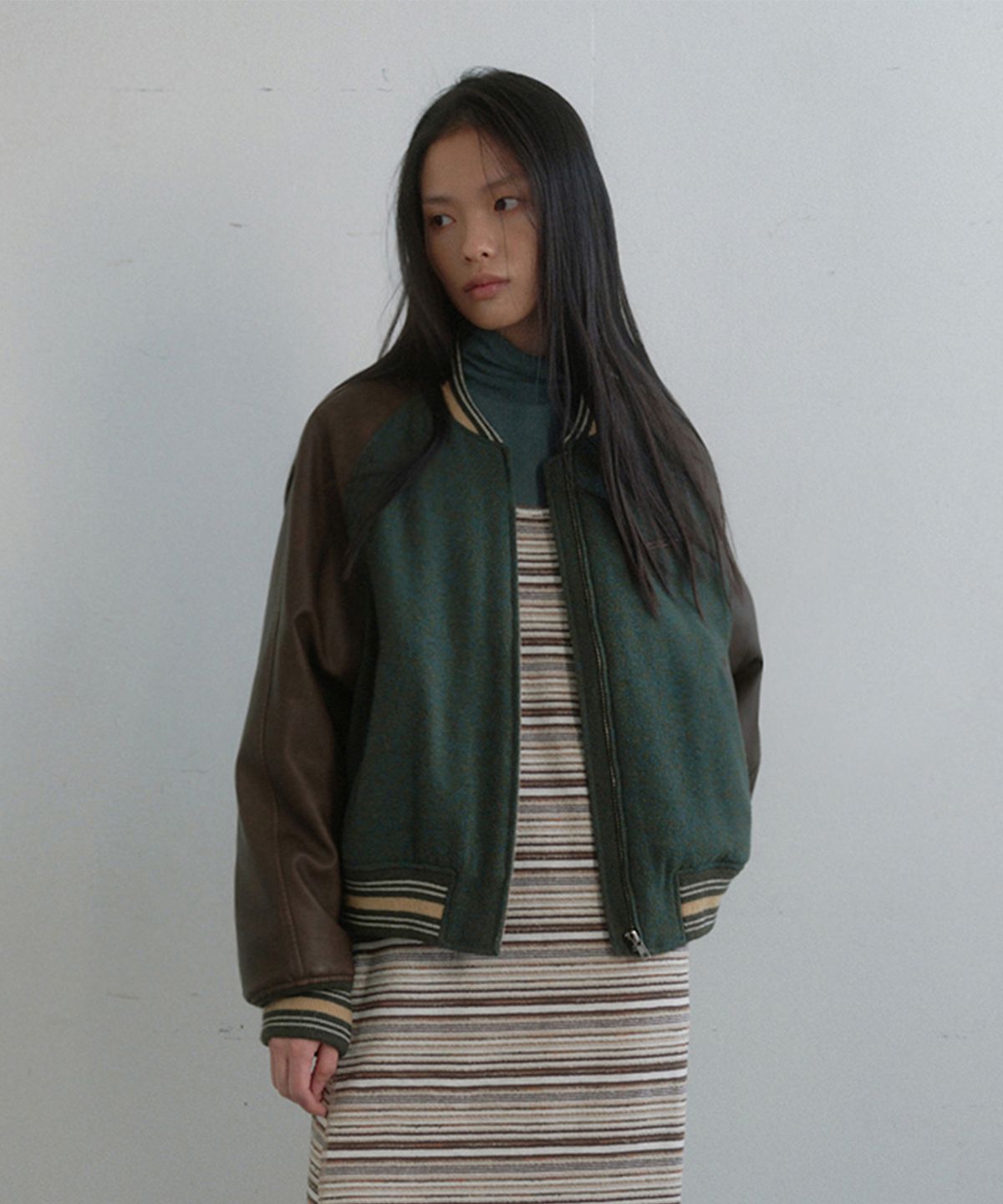 모노크롬(MONOCHROME) varsity jumper (green)