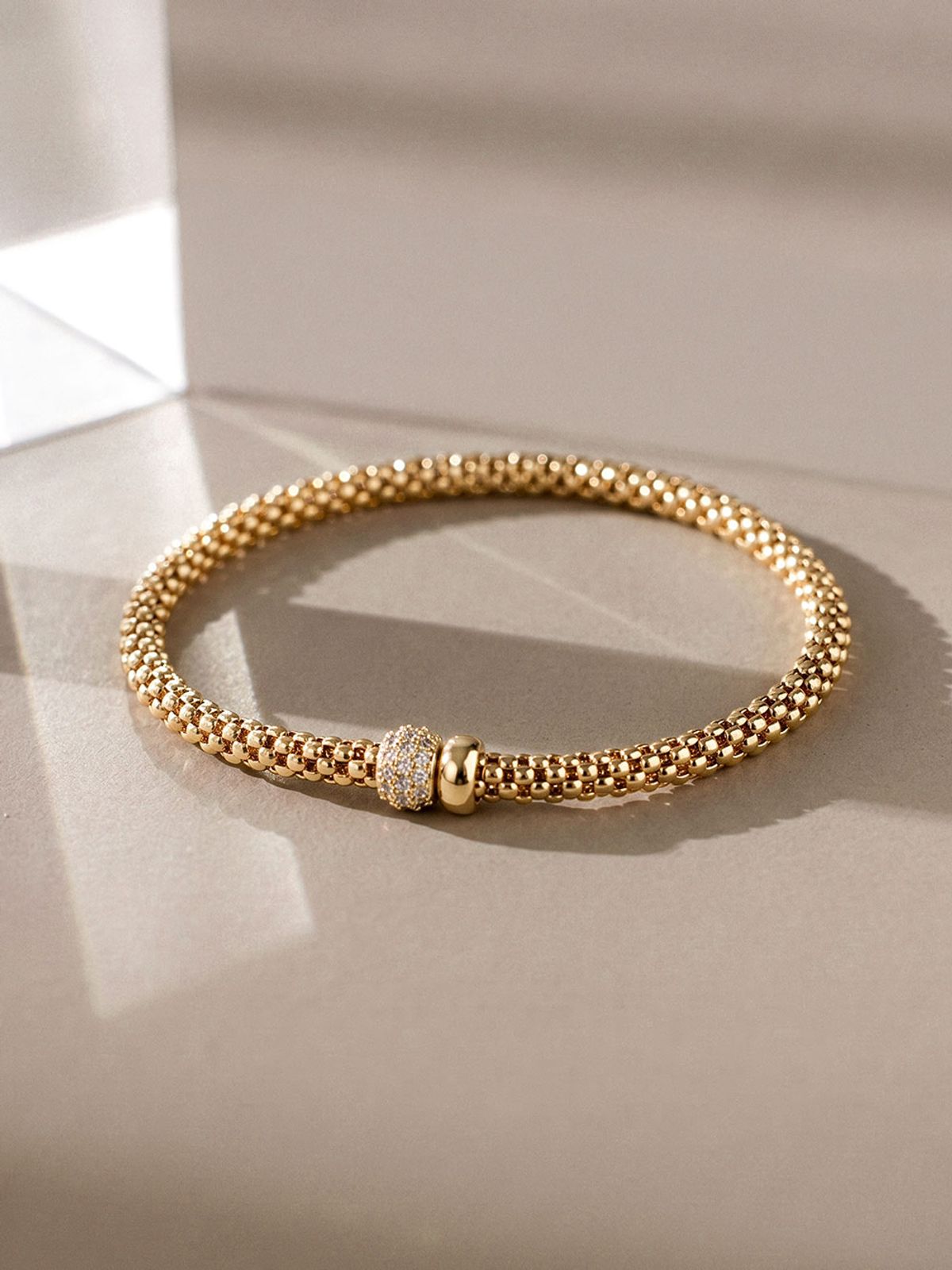 미니멀피어싱(MINIMALPIERCING) 14K 18K 시그니처 볼 큐빅 꼬임 텐션 팔찌