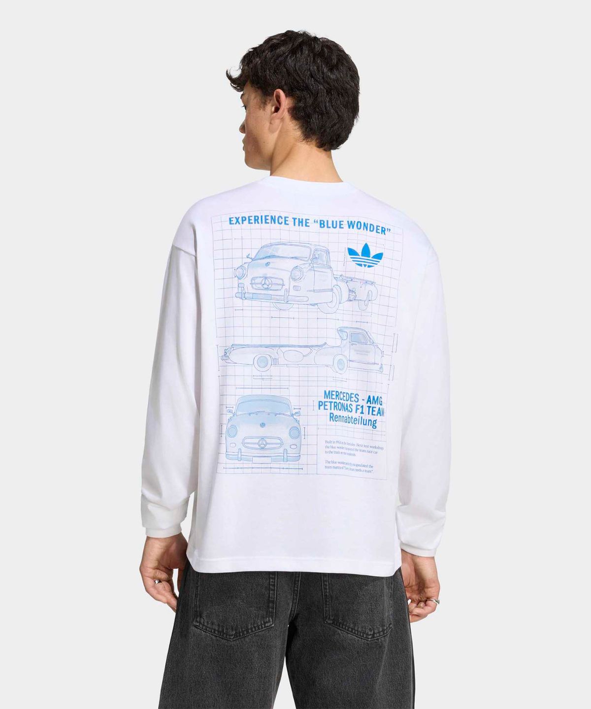 아디다스(ADIDAS) 메르세데스 AMG F1 팀 블루 원더 롱 슬리브 티 - 화이트:블루버드 / KT5131