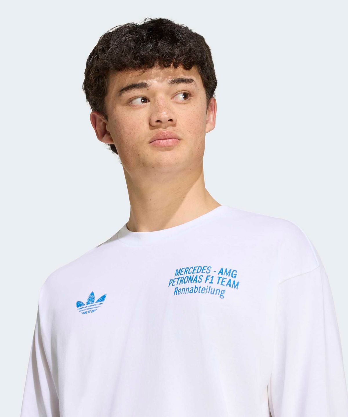 아디다스(ADIDAS) 메르세데스 AMG F1 팀 블루 원더 롱 슬리브 티 - 화이트:블루버드 / KT5131