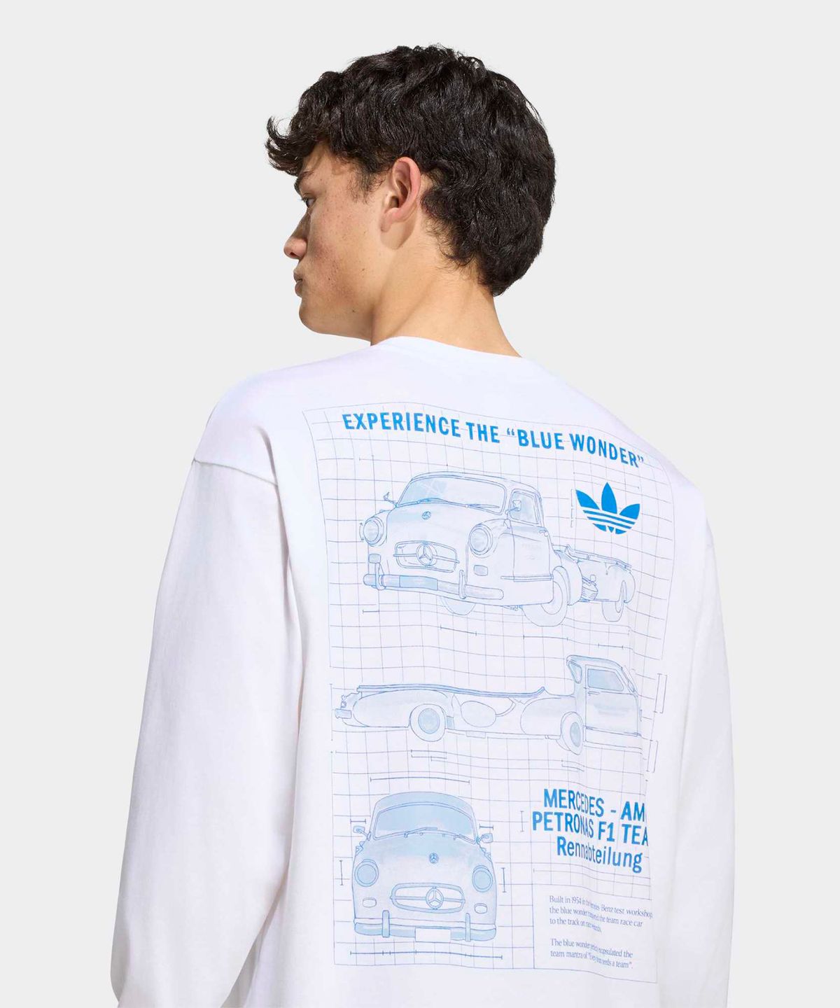 아디다스(ADIDAS) 메르세데스 AMG F1 팀 블루 원더 롱 슬리브 티 - 화이트:블루버드 / KT5131