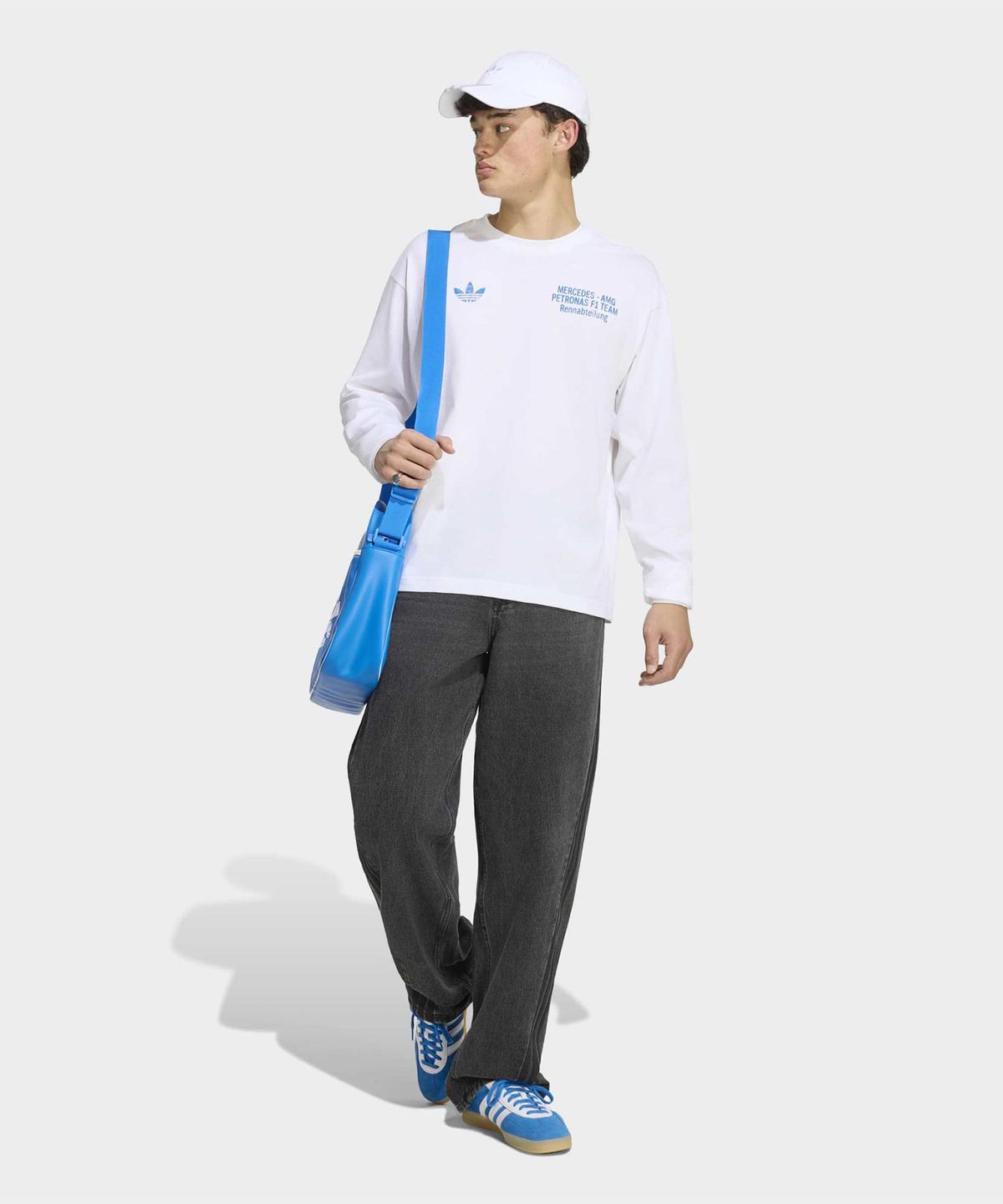 아디다스(ADIDAS) 메르세데스 AMG F1 팀 블루 원더 롱 슬리브 티 - 화이트:블루버드 / KT5131