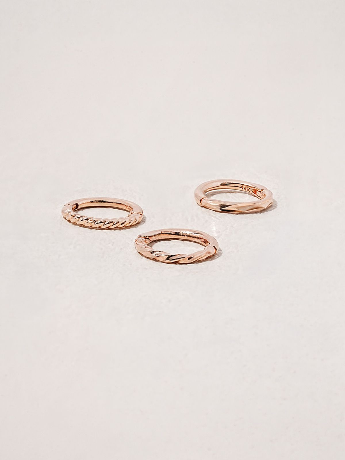 미니멀피어싱(MINIMALPIERCING) 14K 트리플 세그먼트 원터치 링 피어싱 귀걸이