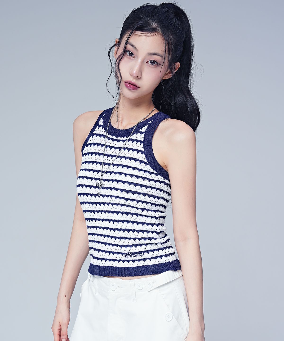 어반드레스(AVANDRESS) 뮤 펀칭 니트 슬리브리스_3COL