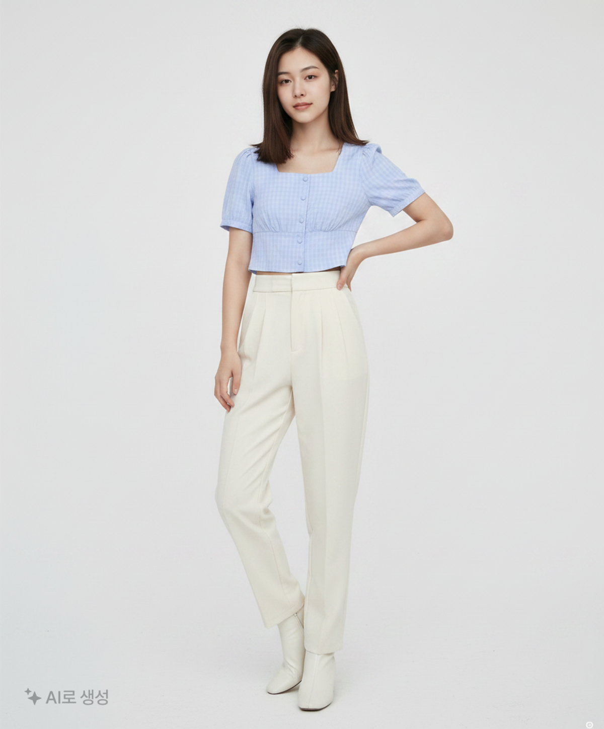미쏘(MIXXO) [리오더]BLC423G 리오더 스퀘어넥 크롭 블라우스 MIWBWC52QG M