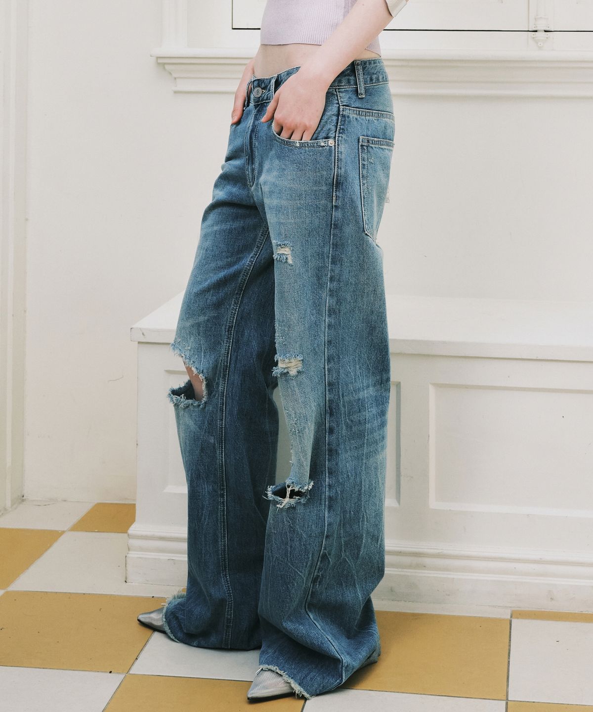 닉앤니콜(NICK&NICOLE) VINTAGE DESTROYED DENIM PANTS_BLUE
