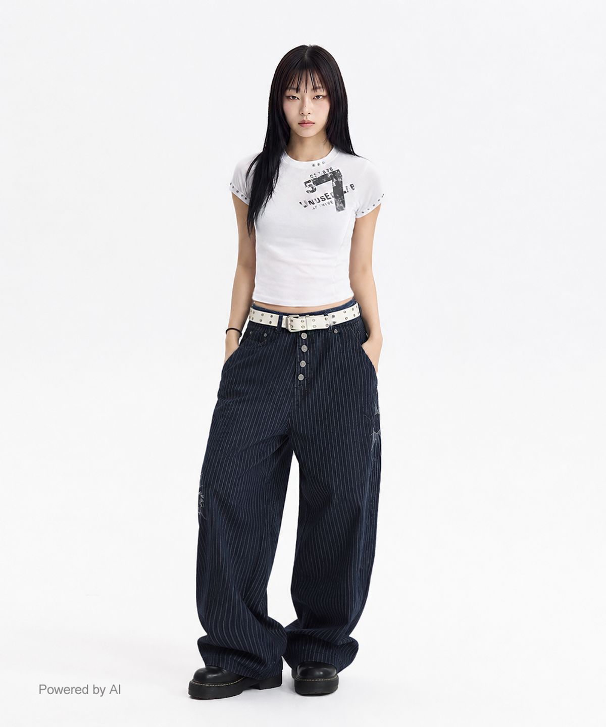 언유즈랩(UNUSEDLAB) 빈티지 7 스터드 반팔 티셔츠 [화이트]
