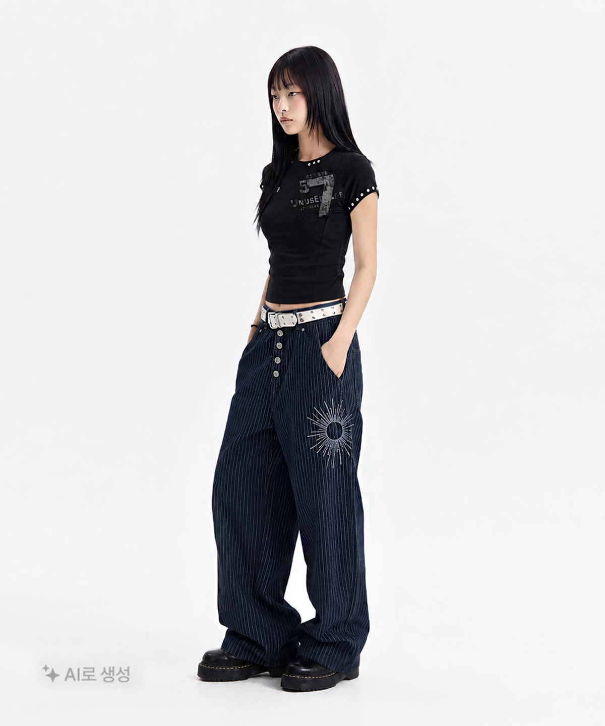 언유즈랩(UNUSEDLAB) 빈티지 7 스터드 반팔 티셔츠 [블랙]