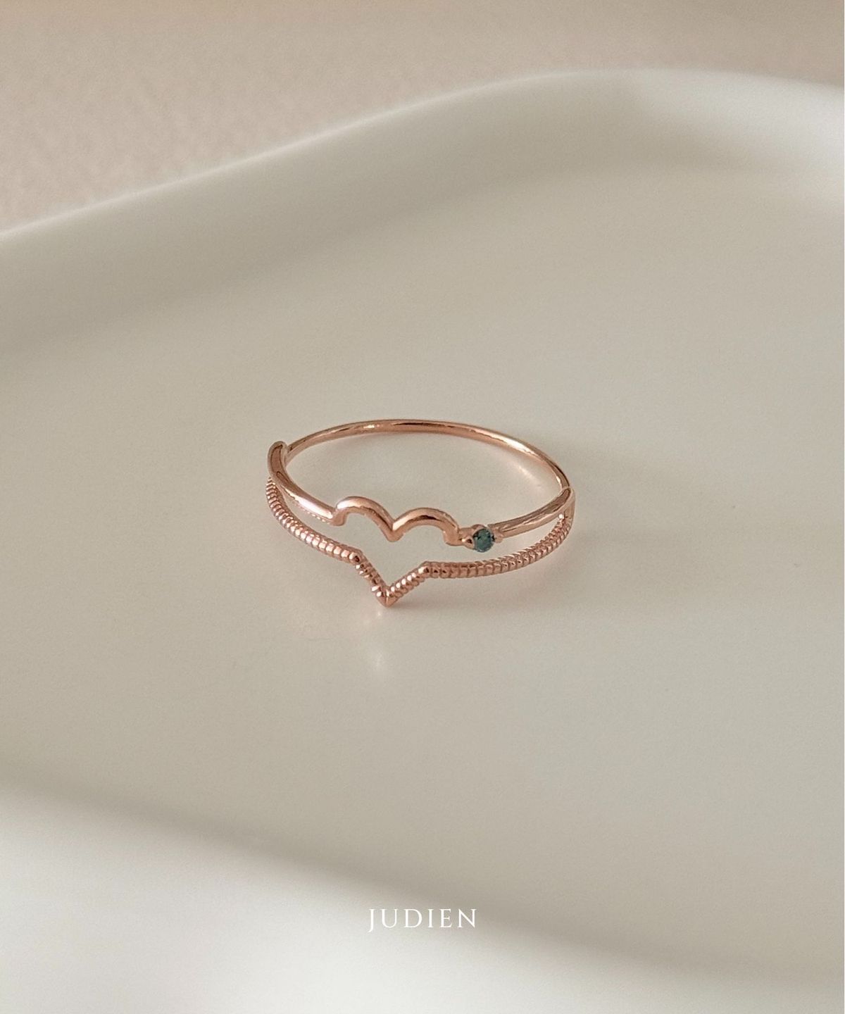 주디엔(JUDIEN) 14k 18k 루벨 블루다이아 하트 반지