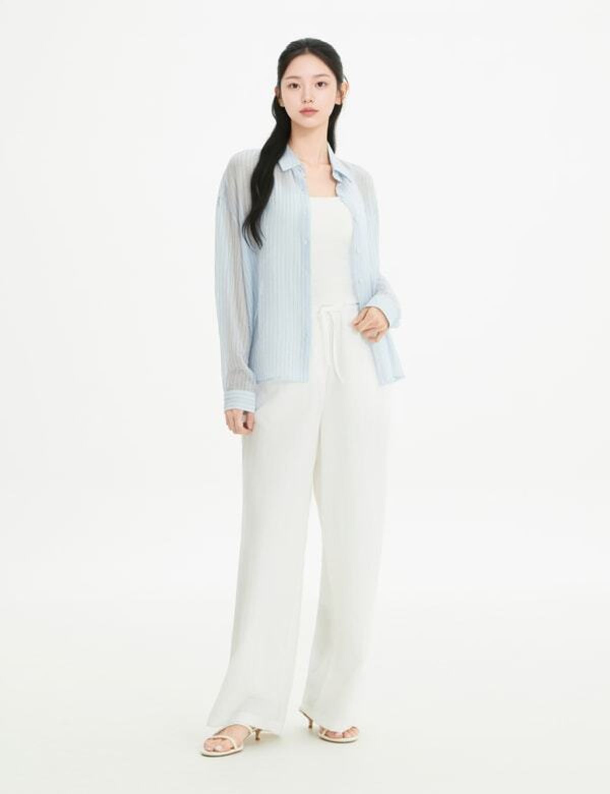로엠(ROEM) RE 올데이 시스루 스트라이프 셔츠(RMYWG26R12) RMYWG37R17