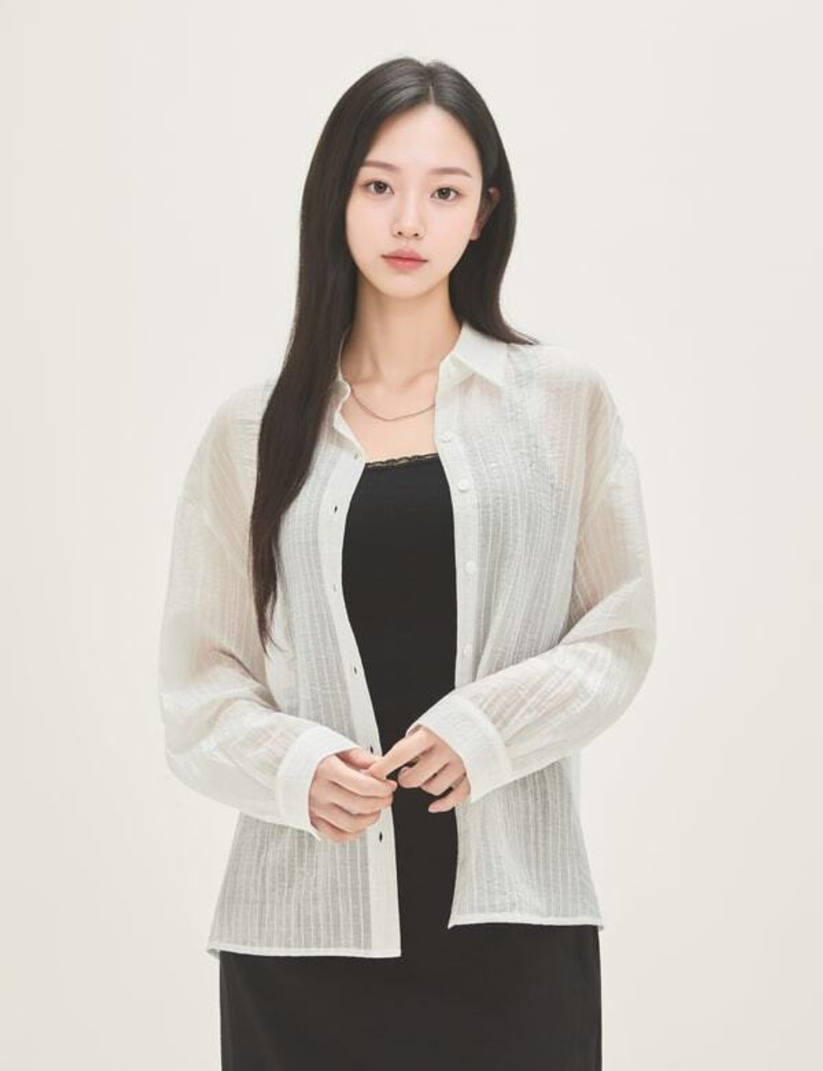 로엠(ROEM) RE 올데이 시스루 스트라이프 셔츠(RMYWG26R12) RMYWG37R17
