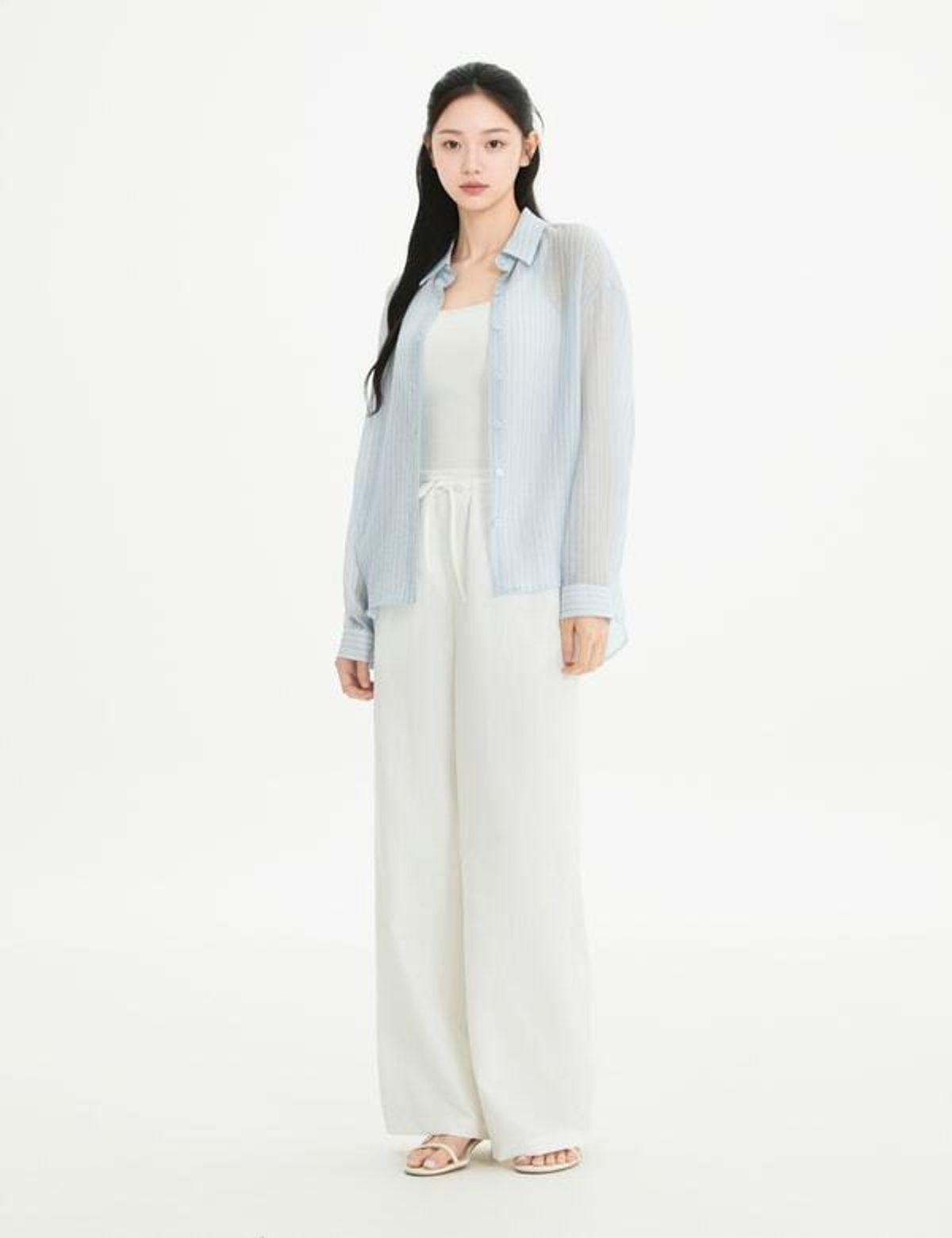 로엠(ROEM) RE 올데이 시스루 스트라이프 셔츠(RMYWG26R12) RMYWG37R17