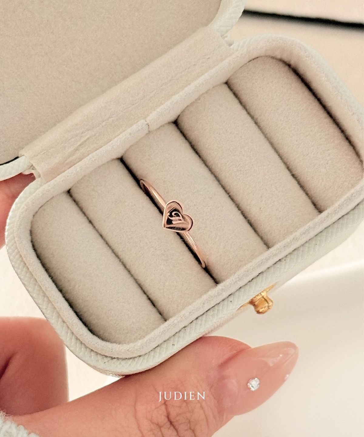주디엔(JUDIEN) 14k 18k 모먼트 하트 각인 반지