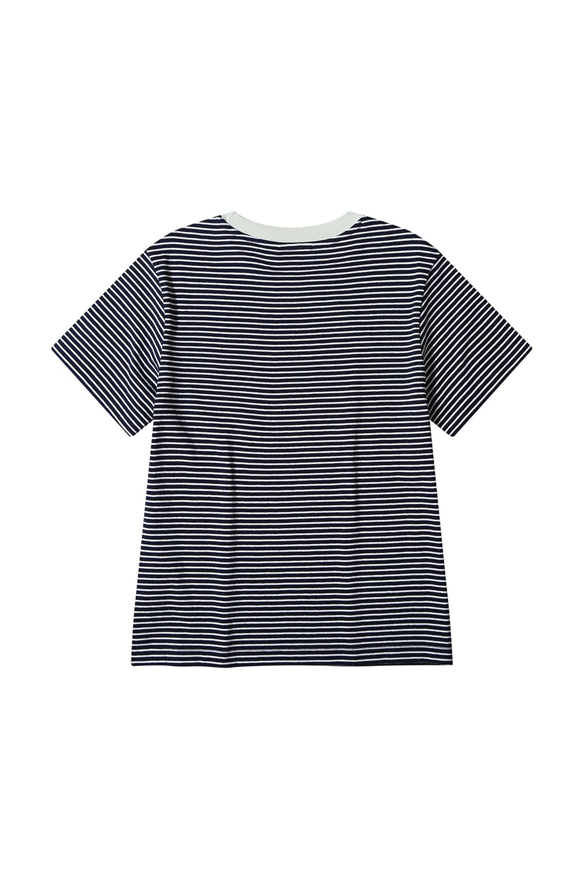 르몽생미셸(LE MONT ST MICHEL) Cotton Stripe T-shirt_VER.2_Navy
