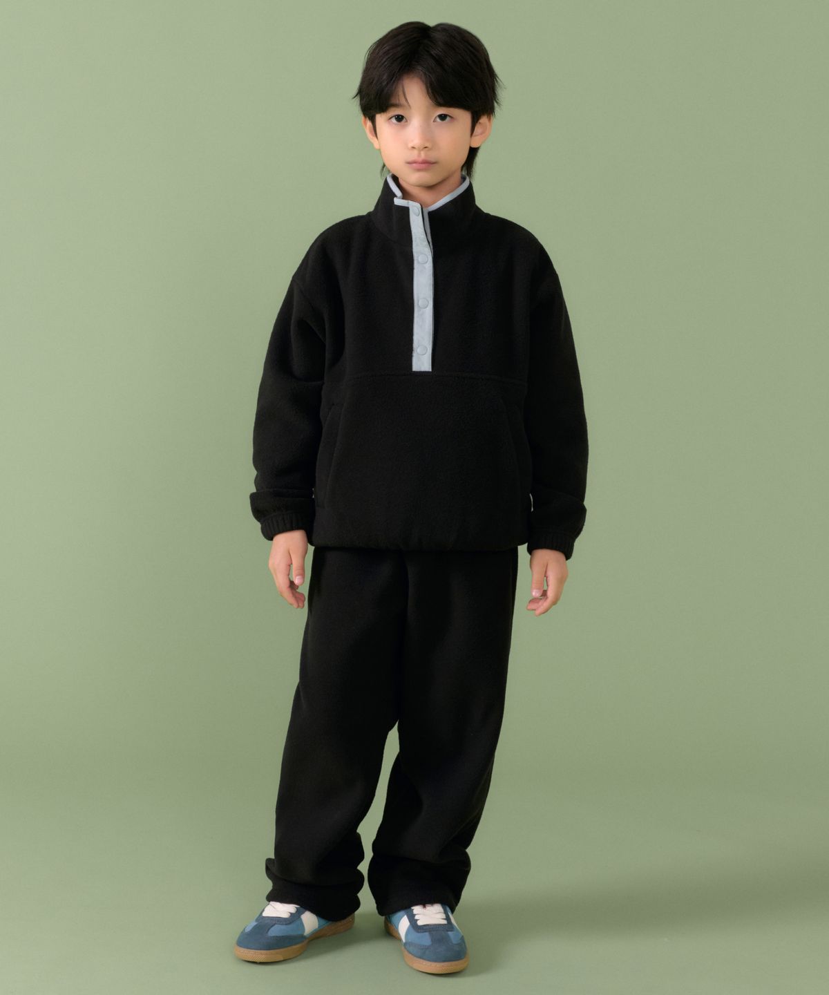 무신사 스탠다드 키즈(MUSINSA STANDARD KIDS) 폴라 플리스 베리어블 라운지 스웨트 팬츠 2팩 [블랙/더스티 베이지]