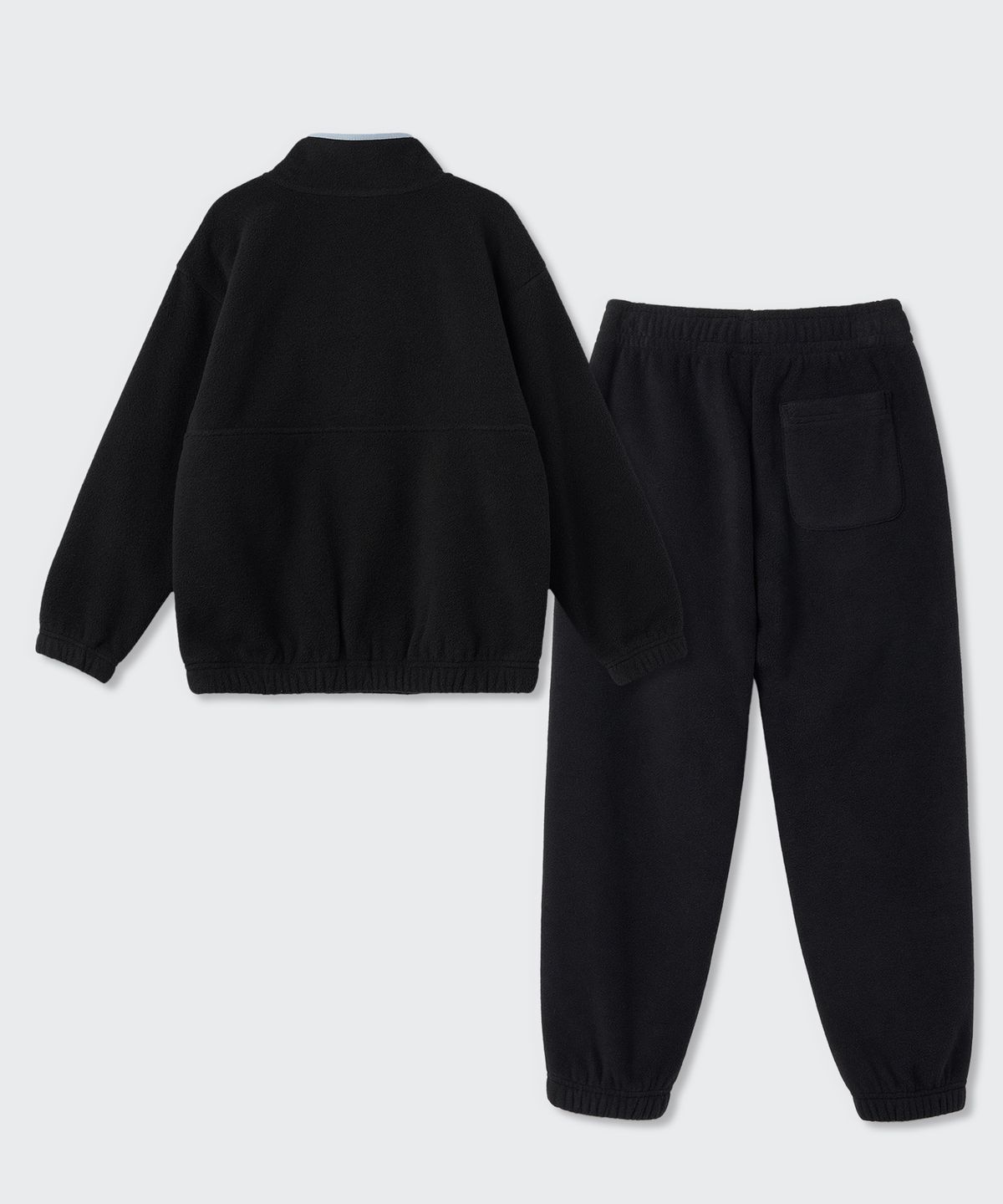 무신사 스탠다드 키즈(MUSINSA STANDARD KIDS) 오버사이즈 폴라 플리스 아노락 & 폴라 플리스 스웨트 팬츠 [블랙]