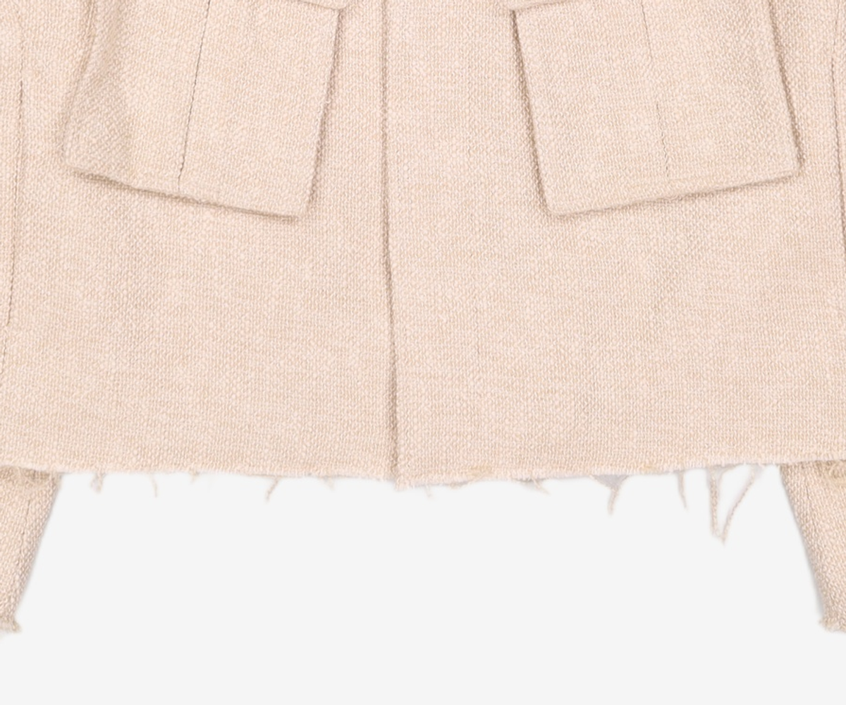 쿠어(COOR) 트위드 크롭 컷오프 자켓 (에크루) S