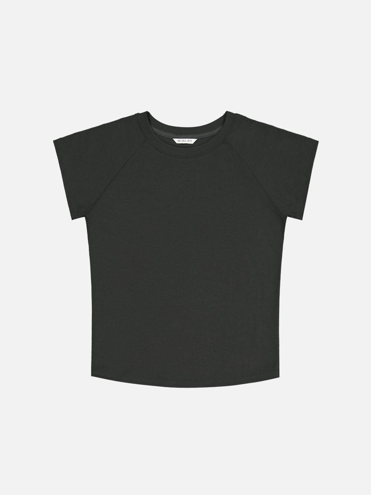 비올셋(BE ALL SET) Cap-Sleeve Raglan T-Shirt_Charcoal