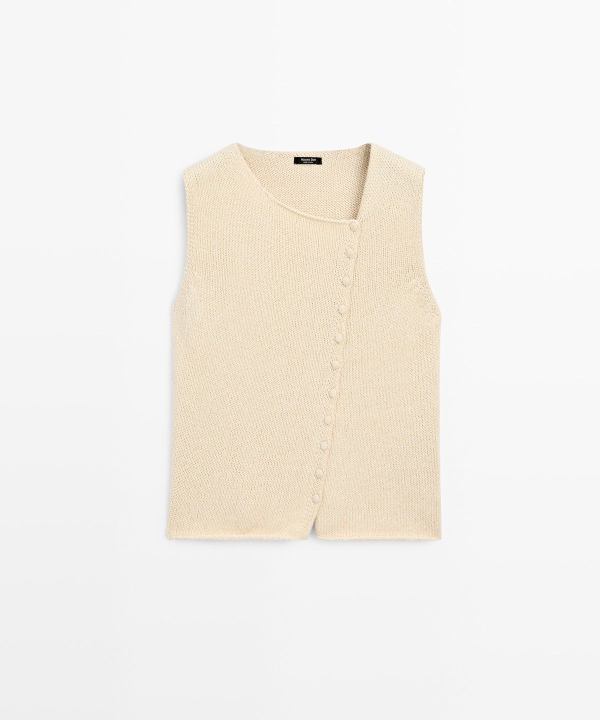 마시모두띠(MASSIMO DUTTI) 버튼 디테일 코튼 블렌드 니트 탑