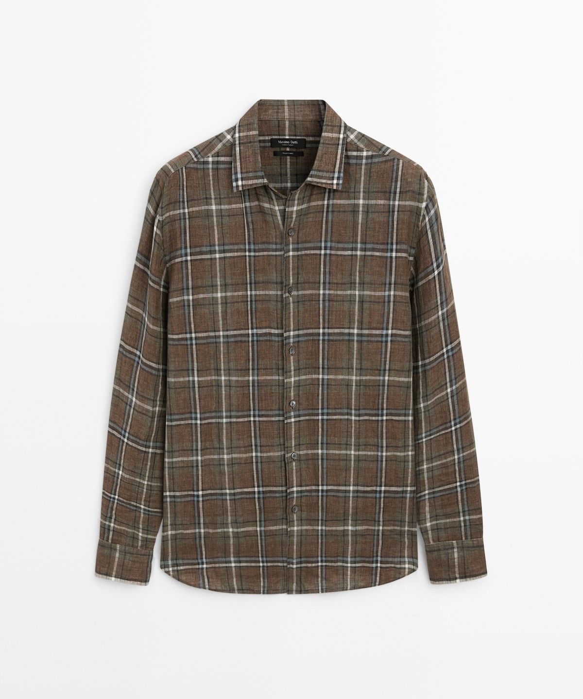 마시모두띠(MASSIMO DUTTI) 100% 린넨 레귤러핏 체크 셔츠