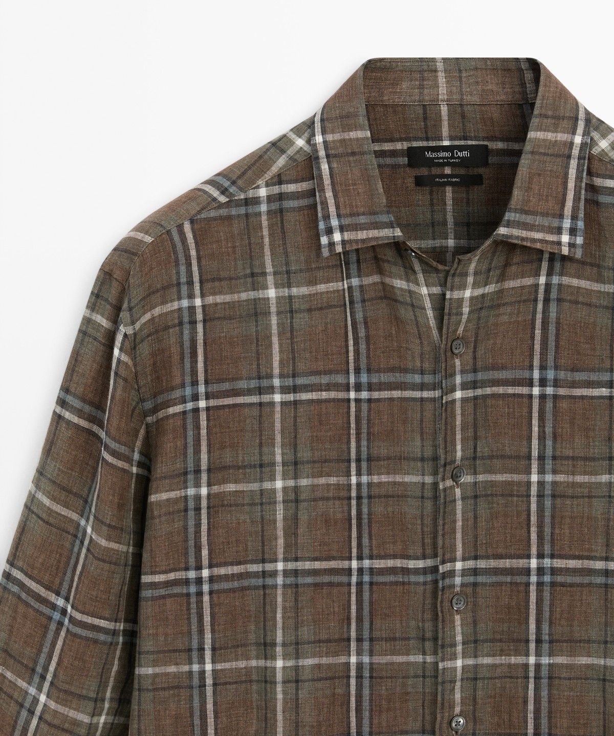 마시모두띠(MASSIMO DUTTI) 100% 린넨 레귤러핏 체크 셔츠
