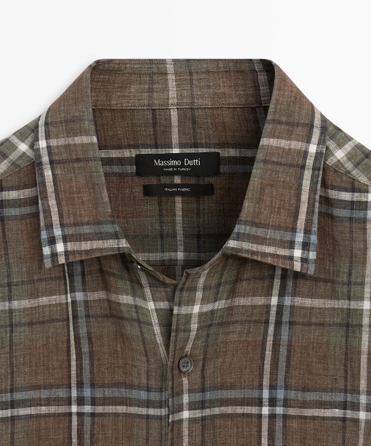 마시모두띠(MASSIMO DUTTI) 100% 린넨 레귤러핏 체크 셔츠