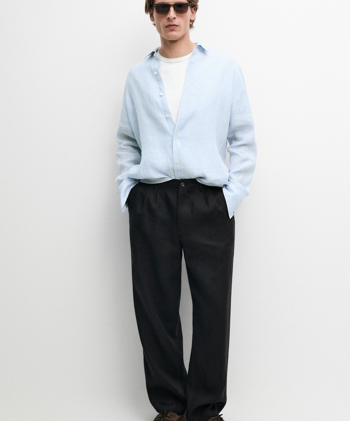 마시모두띠(MASSIMO DUTTI) 100% 린넨 레귤러 핏 체크 셔츠