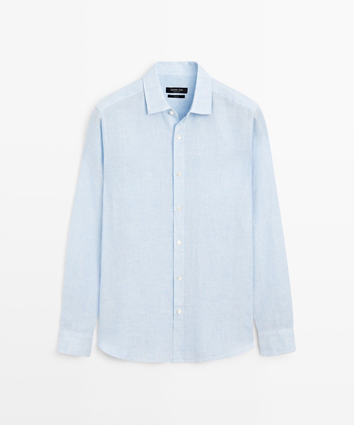 마시모두띠(MASSIMO DUTTI) 100% 린넨 레귤러 핏 체크 셔츠