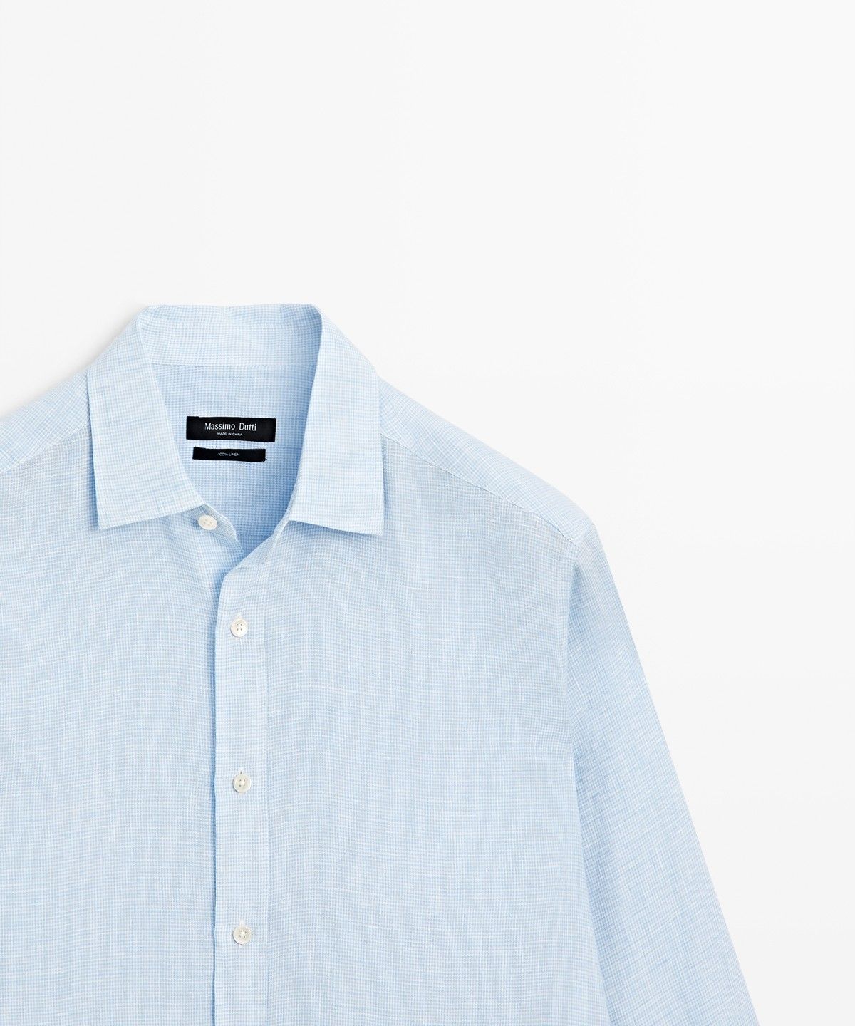마시모두띠(MASSIMO DUTTI) 100% 린넨 레귤러 핏 체크 셔츠
