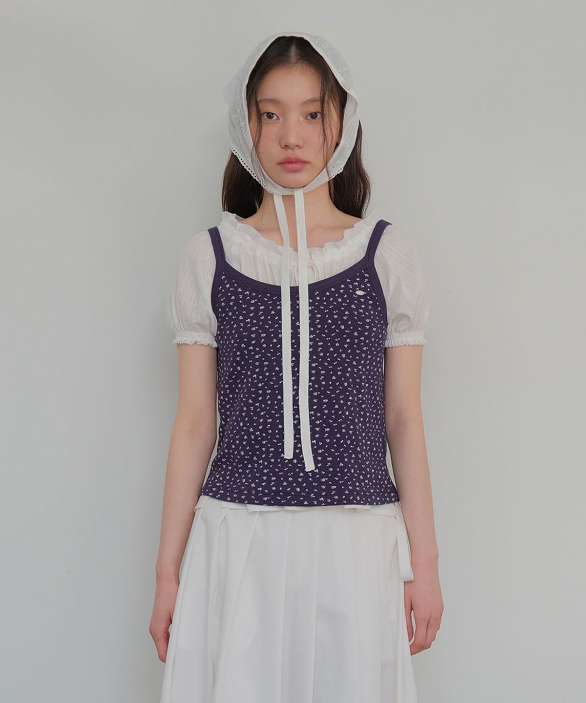 모의(MOUI) Flower print sleeveless (NAVY)