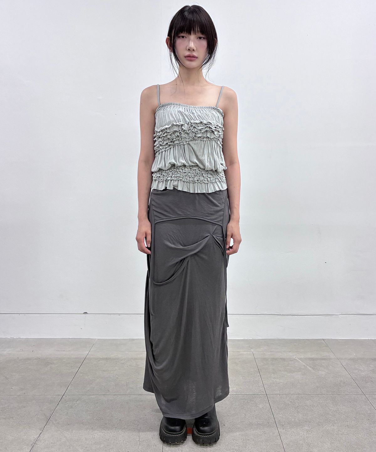 플레어업(FLAREUP) Draped Wrinkle Sleeveless (FL-178_Gray)